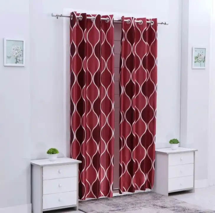 Block chain printed curtains 7FT Door set for 1_Maroon uploaded by Home max india on 7/21/2023