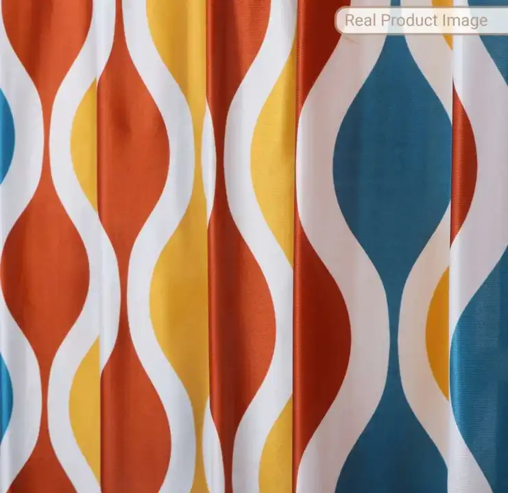 Block chain printed curtains 5FT window set for 1_Multicolour  uploaded by Home max india on 7/21/2023