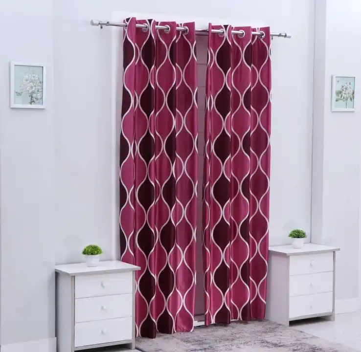 Block chain printed curtains 5FT window set for 1_purple uploaded by Home max india on 7/21/2023