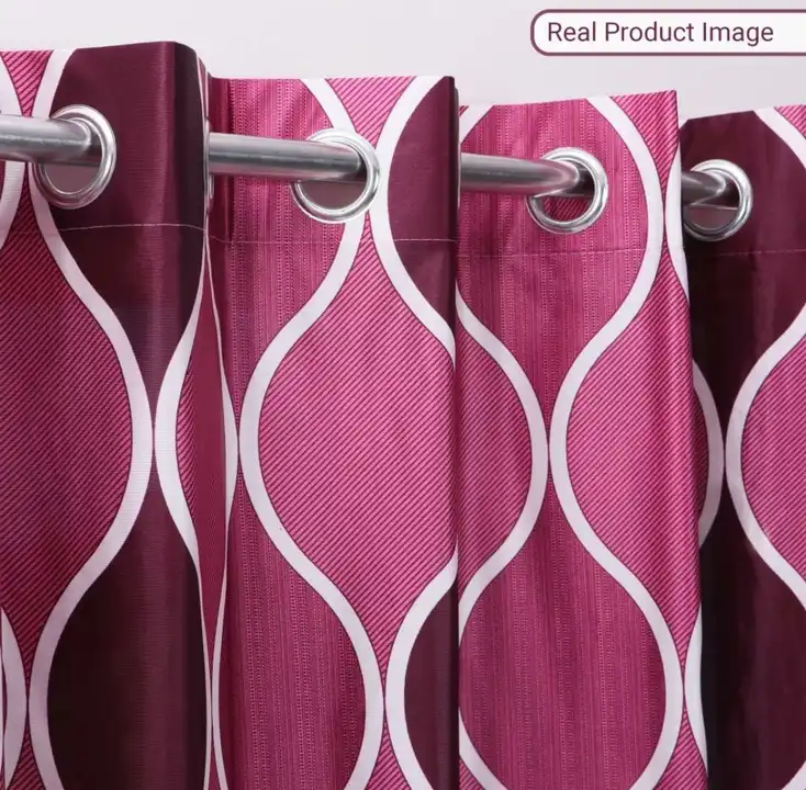 Block chain printed curtains 5FT window set for 1_purple uploaded by Home max india on 7/21/2023