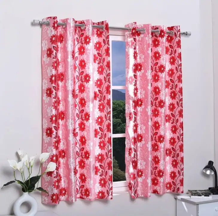 Chain flower printed curtains 7FT Door set of 1_Maroon  uploaded by Home max india on 7/21/2023