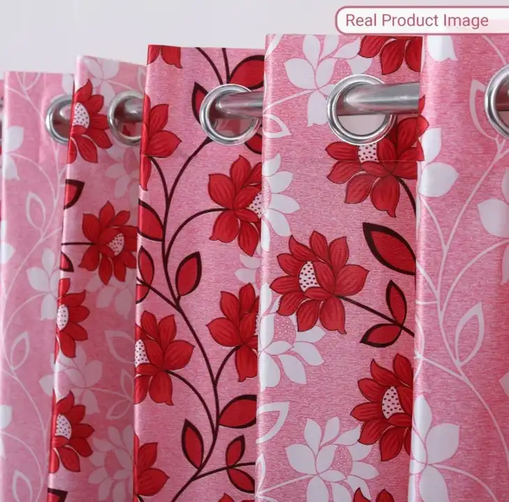 Chain flower printed curtains 7FT Door set of 1_Maroon  uploaded by Home max india on 7/21/2023