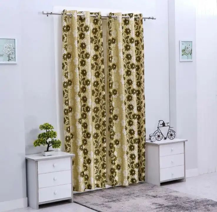 Chain flower printed curtains 7FT Door set of 1_Brown uploaded by Home max india on 7/21/2023