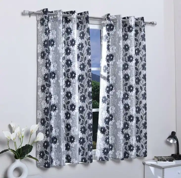 Chain flower printed curtains 5FT window set of 1_Grey  uploaded by Home max india on 7/21/2023