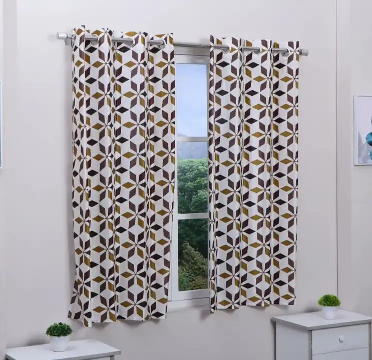 Multicolor flower blocks printed curtains 7FT Door set of 1_Brown uploaded by Home max india on 7/21/2023