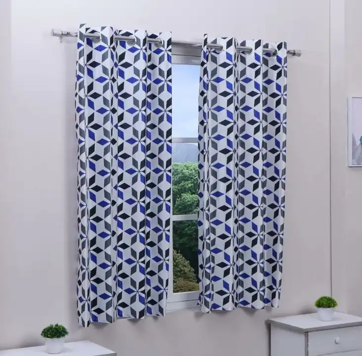 Multicolor flower blocks printed curtains 7FT Door set of 1_Blue uploaded by Home max india on 7/21/2023