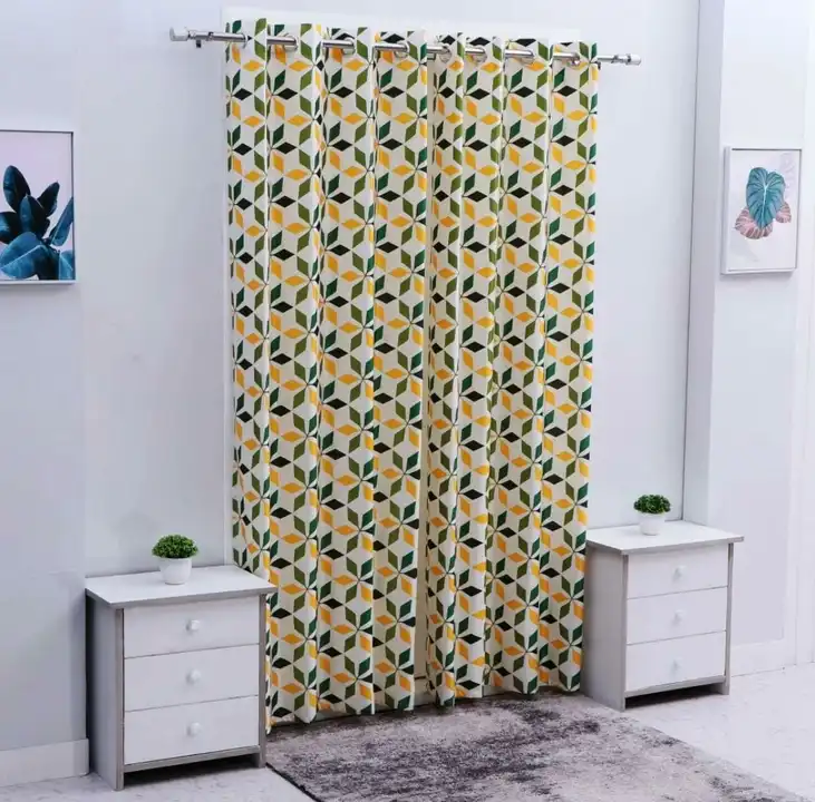 Multicolor flower blocks printed curtains 7FT Door set of 1_Green uploaded by Home max india on 7/21/2023
