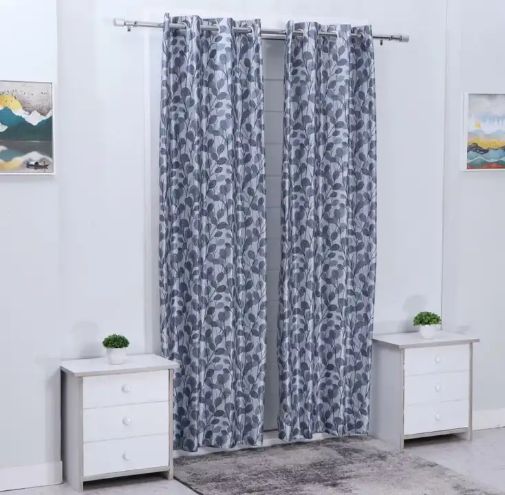Elegant leaves printed curtains 7FT Door set of 1_Grey  uploaded by Home max india on 7/21/2023