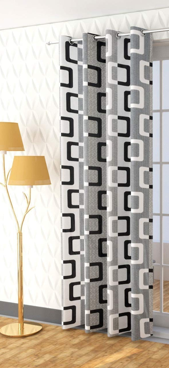 Geometric box printed multicolor curtain 5FT window set of 1_Grey uploaded by Home max india on 7/21/2023
