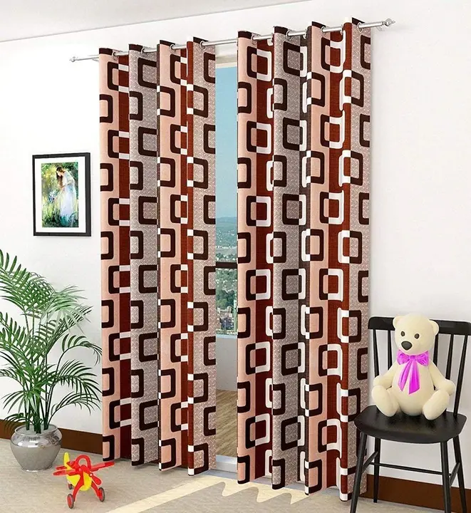 Geometric box printed multicolor curtain 7FT Door  set of 1_Brown uploaded by Home max india on 7/21/2023