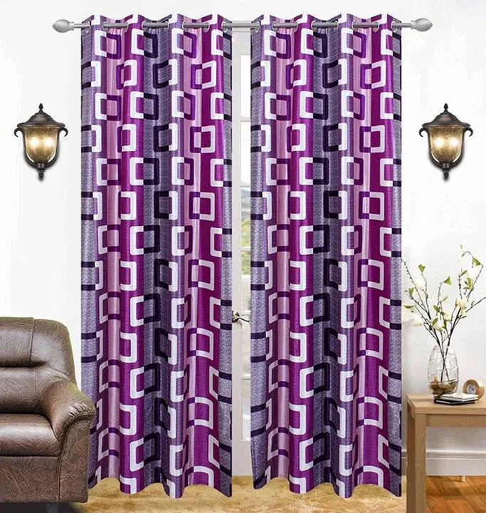 Geometric box printed multicolor curtain 5FT window set of 1_purple  uploaded by Home max india on 7/21/2023