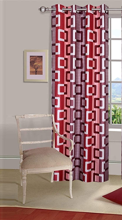 Geometric box printed multicolor curtain 7FT Door set of 1_Maroon uploaded by Home max india on 7/21/2023