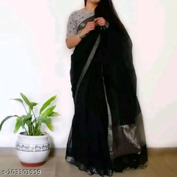 Khadi cotton plain saree  uploaded by Santipur saree on 7/21/2023
