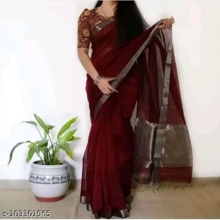 Khadi cotton plain saree  uploaded by business on 7/21/2023