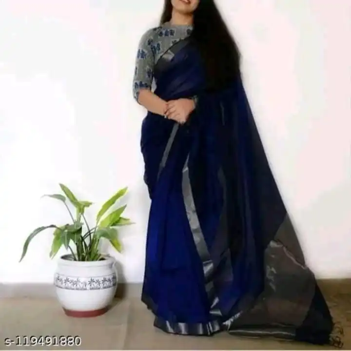 Khadi cotton plain saree  uploaded by Santipur saree on 7/21/2023