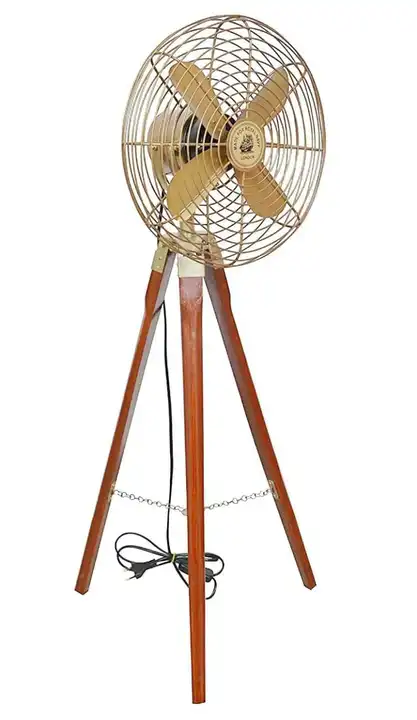 HOUSE OF DREAMS®  Floor Fan Brass Antique Royal Navy Fan With Brown Wooden Tripod Stand uploaded by business on 7/21/2023