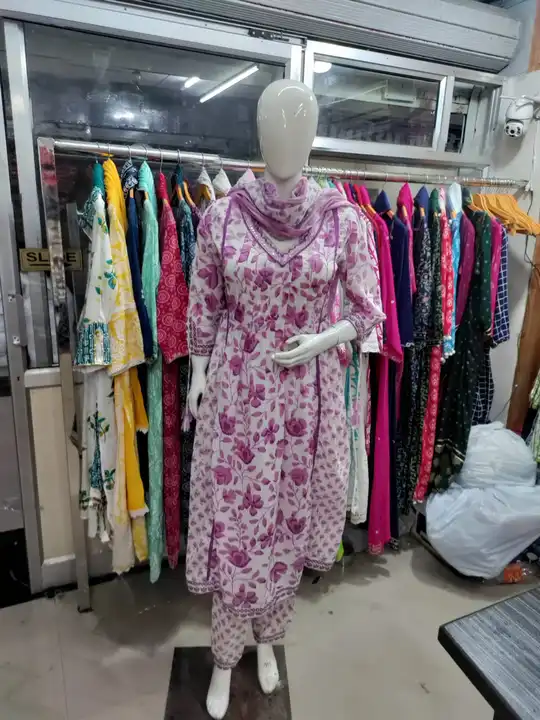 Cotton printed Jaipuri print kurti with pent and dupatta  uploaded by PANIHARI COLLECTION CENTRE on 7/21/2023