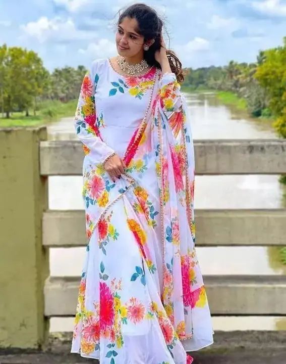 GeorgetGeorgette stylish long kurtis with dupatta  uploaded by Ali textile on 7/21/2023