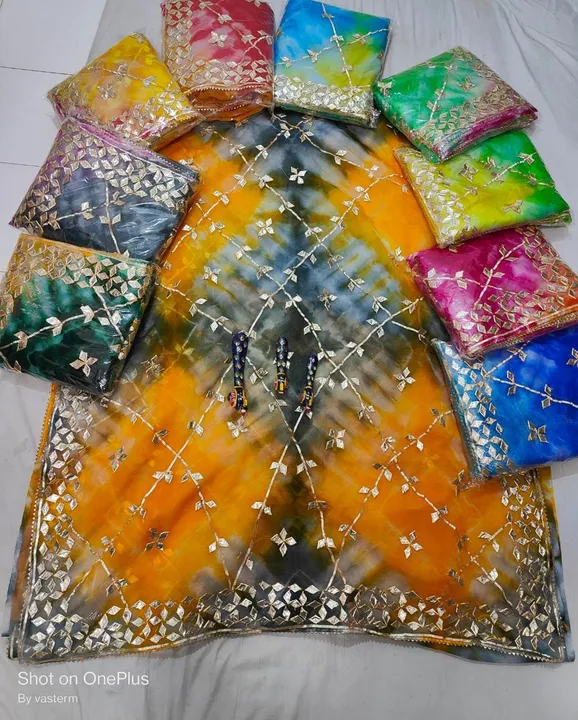 Today sale price 
🥳Pure Organza......🥻

💃🏻 Summer Special Cool 😎Fancy Sibori Colour  Matching C uploaded by Gotapatti manufacturer on 7/22/2023
