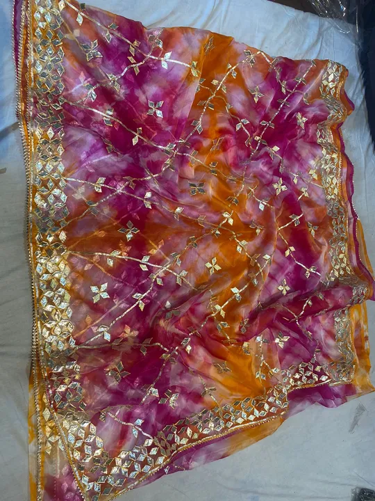 Today sale price 
🥳Pure Organza......🥻

💃🏻 Summer Special Cool 😎Fancy Sibori Colour  Matching C uploaded by Gotapatti manufacturer on 7/22/2023
