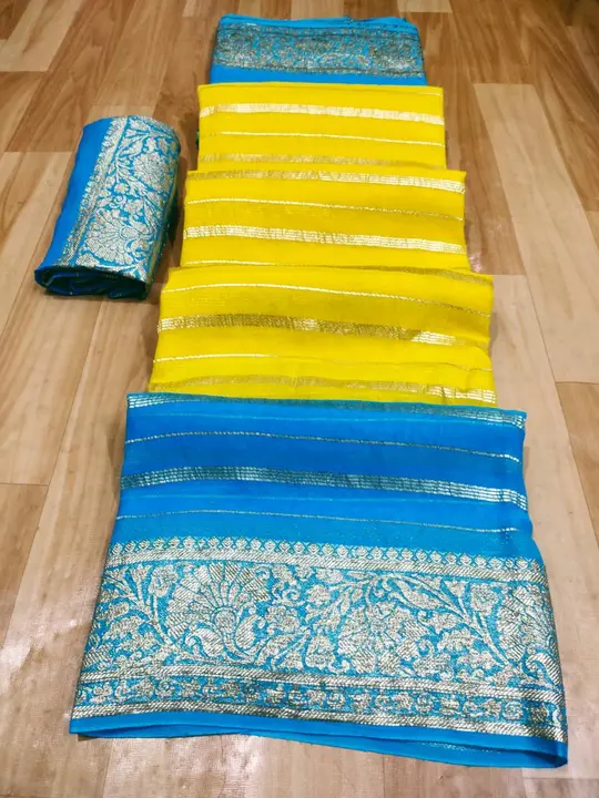 presents  Summer special saree

*beautiful color combination Saree for all ladies*

👉keep shopping  uploaded by Gotapatti manufacturer on 7/22/2023