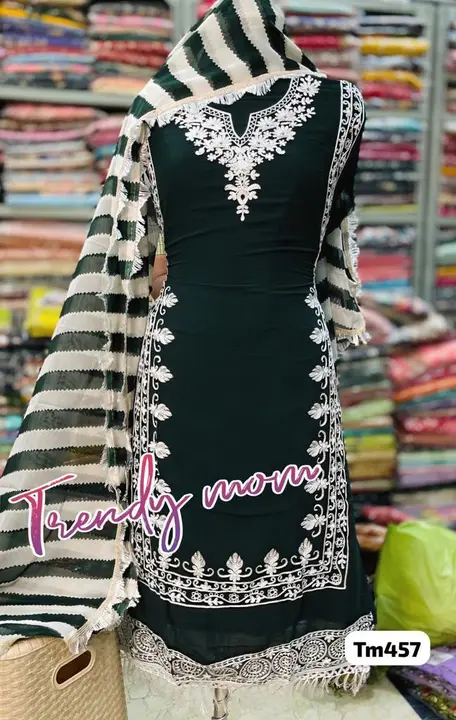 Post image Price Rs.1280free shipping in India.

Pure Gerrogette designer embroidery shirt 
Silk plan bottom 3.5 meter 
*Gerrogette duppta four side lace*

*Shrit embroidery Ghara embroidery + lace*
Sindhu