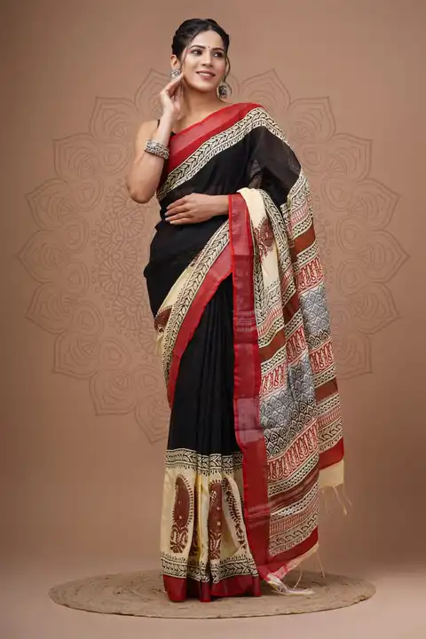Linen saree uploaded by business on 7/22/2023