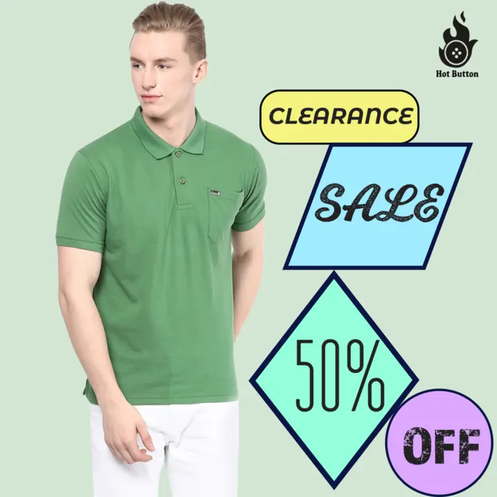 🔥 Stand out in style with our @hotbutton_gym_wear_india Polo Collar Half Sleeve Solid Green T-Shirt uploaded by Hotbutton.in  on 7/22/2023