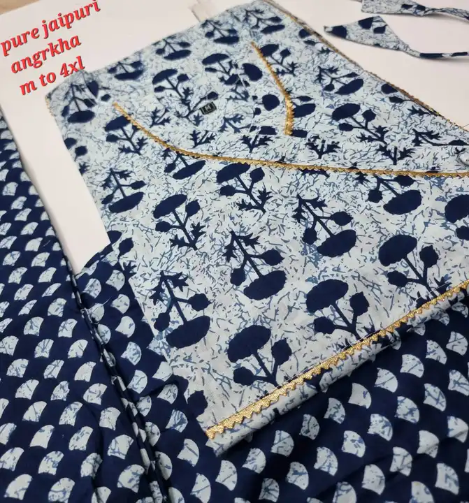 Angrakha Kurti Pant Set Cotton  uploaded by business on 7/22/2023