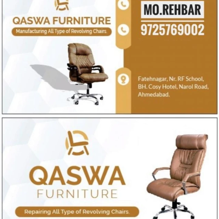 Visiting card store images of Qaswa furniture
