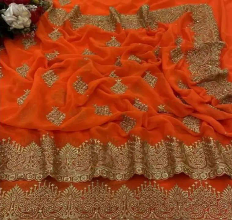 Embroidery saree  uploaded by Puja's collection on 7/22/2023