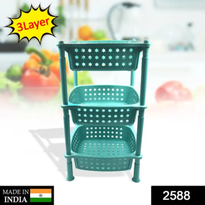 2588 3 layer round Kitchen Trolley Basket uploaded by DeoDap on 7/22/2023
