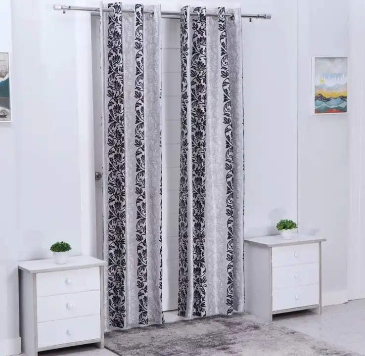 Glory printed curtains 7FT Door set of 1_Grey uploaded by Home max india on 7/22/2023