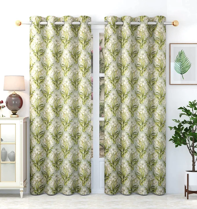 Lily flower printed curtains 7FT Door set of 1_Grèen uploaded by Home max india on 7/22/2023