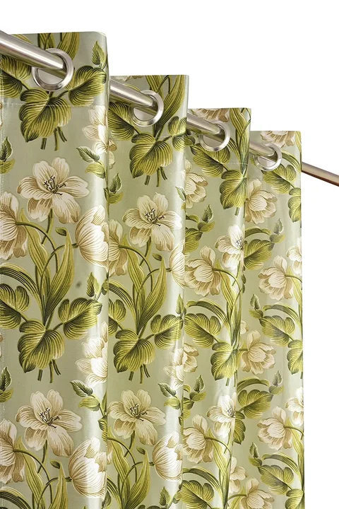 Lily flower printed curtains 7FT Door set of 1_Grèen uploaded by Home max india on 7/22/2023