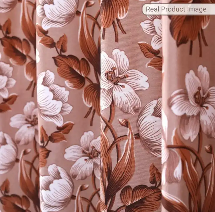 Lily flower printed curtains 5FT Brown  set of 1_Brown uploaded by Home max india on 7/22/2023