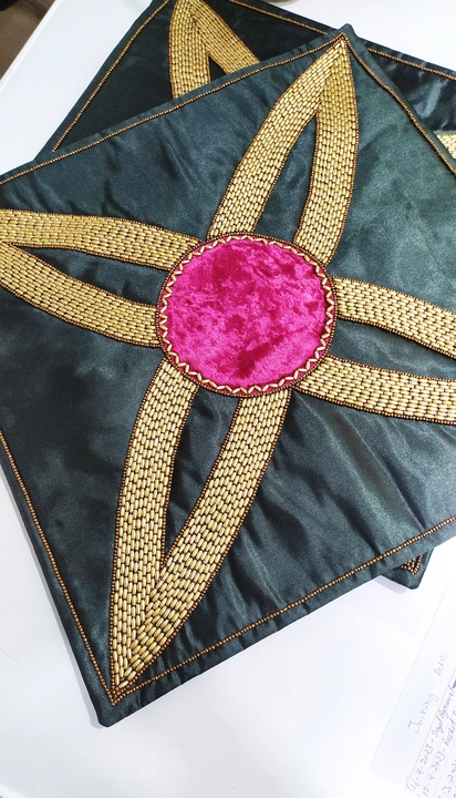 Bead embroidered satin cushion cover  uploaded by business on 7/22/2023