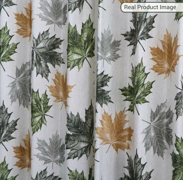 Maple leafs printed curtains 7FT Door set of 1_G uploaded by Home max india on 7/22/2023