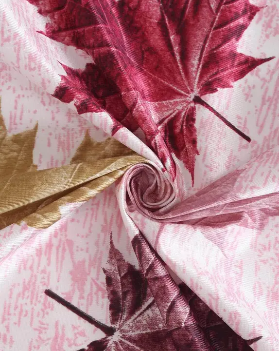 Maple leafs printed curtains 7FT Door set of 1_Maroon  uploaded by Home max india on 7/22/2023