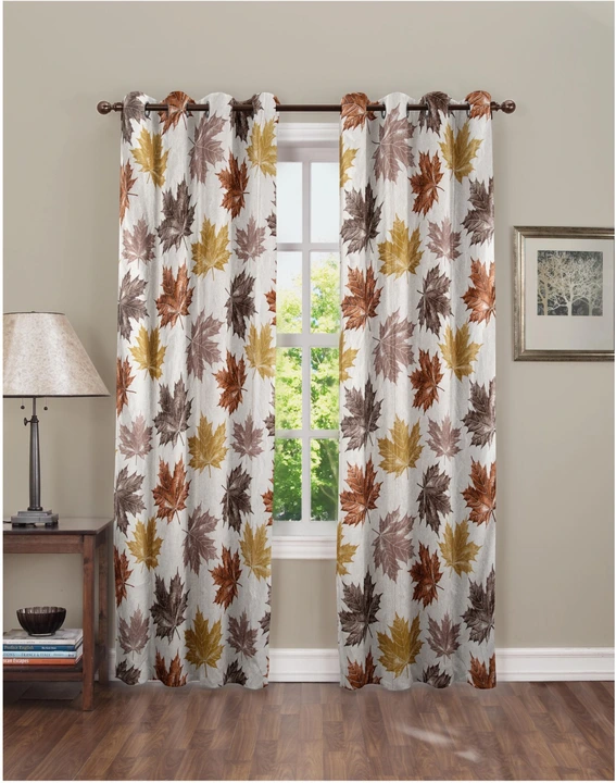 Maple leafs printed curtains 7FT Door set of 1_Brown  uploaded by Home max india on 7/22/2023