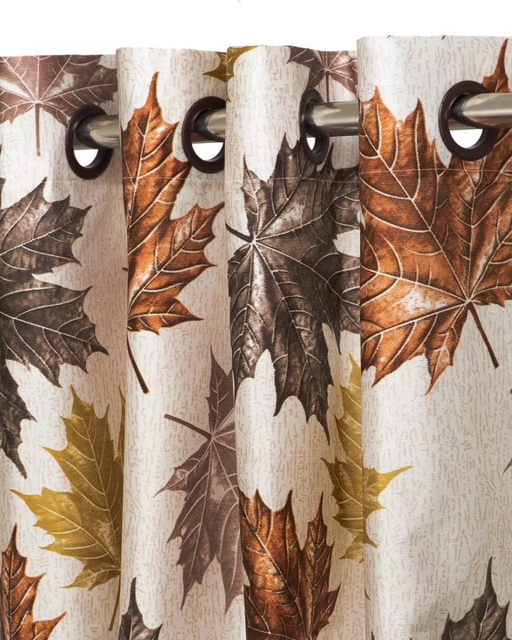 Maple leafs printed curtains 5FT window set of 1_Brown  uploaded by Home max india on 7/22/2023