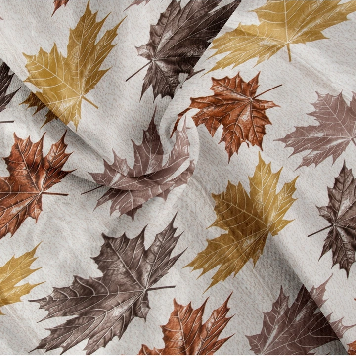 Maple leafs printed curtains 5FT window set of 1_Brown  uploaded by Home max india on 7/22/2023