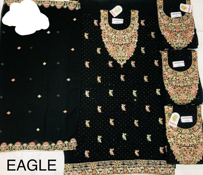 Georgette suit black colour with cadi dupta uploaded by business on 7/22/2023