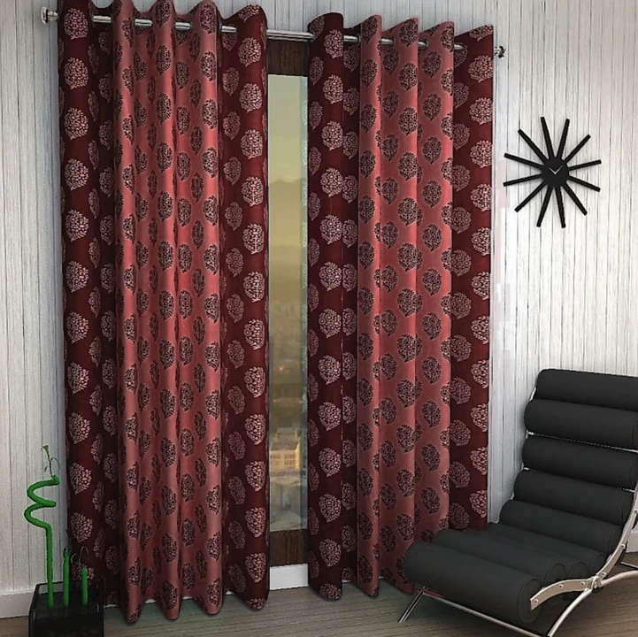 Triple Mini sunflower printed multicolor curtain 5FT window set of 1_Maroon  uploaded by Home max india on 7/22/2023