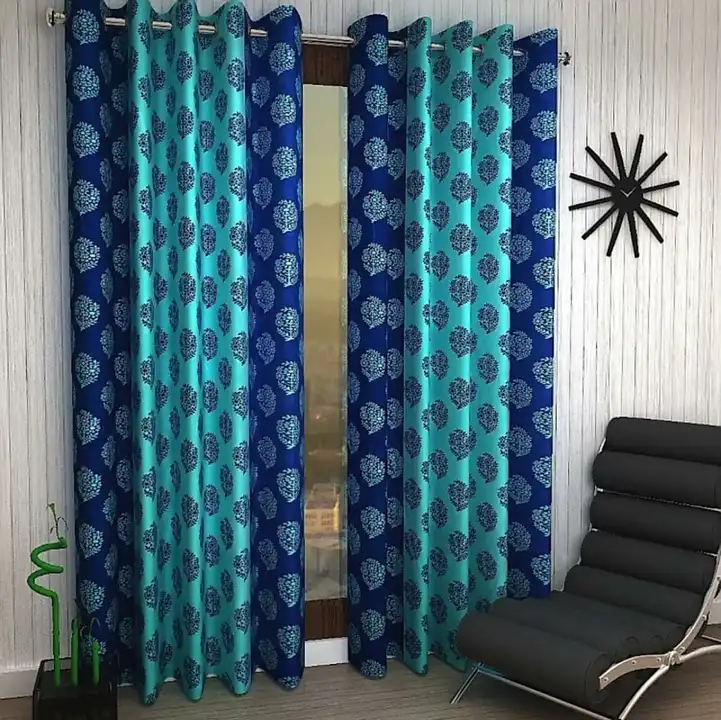 Triple Mini sunflower printed multicolor curtain 7FT Door set of 1_Blue uploaded by Home max india on 7/22/2023
