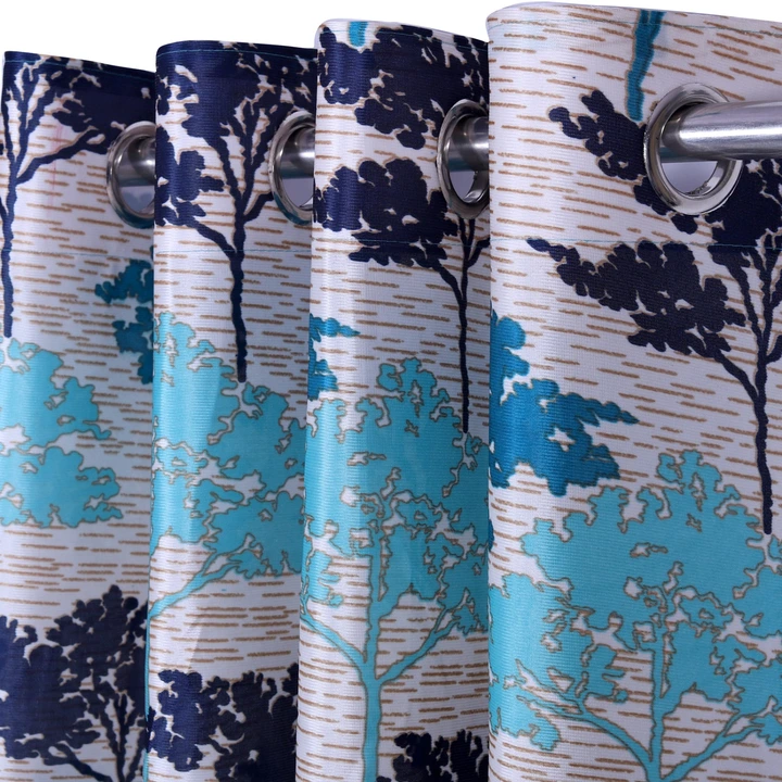 Allover multicolor tree printed  heavy polyester curtains 5FT window set of 1_Blue  uploaded by Home max india on 7/22/2023