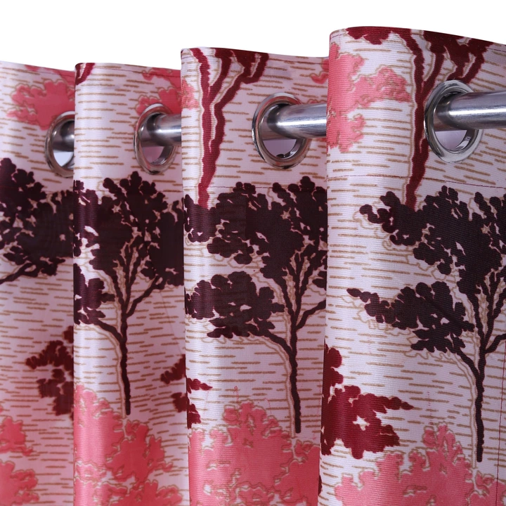 Allover multicolor tree printed  heavy polyester curtains 5FT window set of 1_Maroon  uploaded by Home max india on 7/22/2023