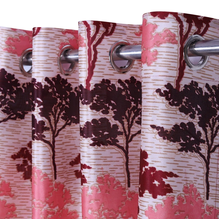 Allover multicolor tree printed  heavy polyester curtains 7FT Door set of 1_Maroon  uploaded by Home max india on 7/22/2023