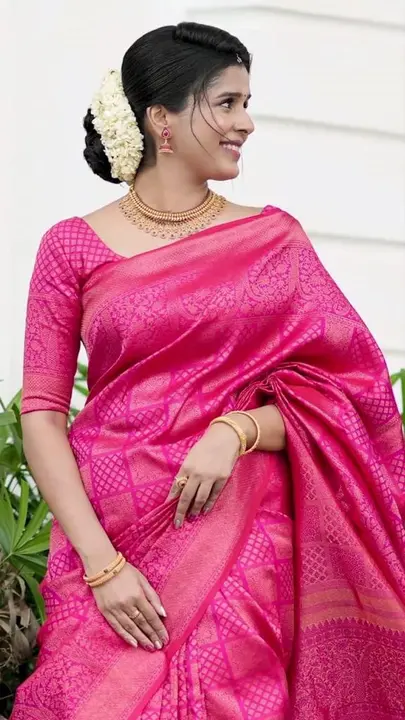 Rich pallu with allover silver zari weaving design saree  uploaded by DHANANJAY CREATIONS on 7/22/2023