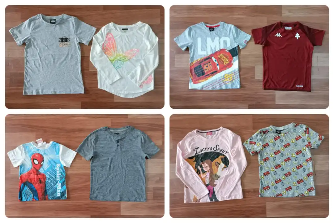 Post image *Boys girls branded original t shirts*

Col..as per images 30+

Size .2yrs to 12yrs 

Qnty .2500pcs

Moq..100pcs 

Price.150rs 

GST SHIPPING EXTRA

All are fresh with out packed goods